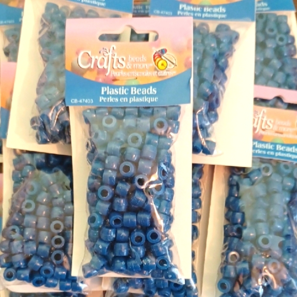 NEW! Craft Plastic Beads - Blue - 15 Pkgs (6961